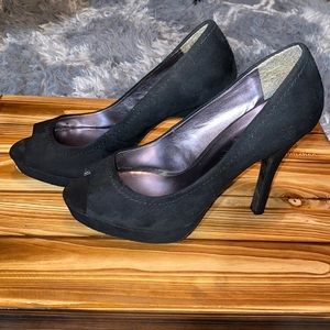Candie’s peep-toe heels. Black. Size 7.5.